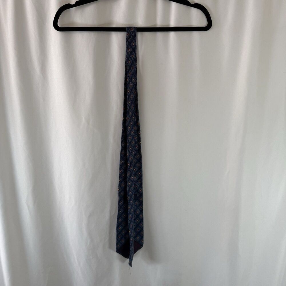 Chaps Ralph Lauren Silk Tie Men's Blue Printed Made in USA 58"x3.5" - Picture 6 of 6